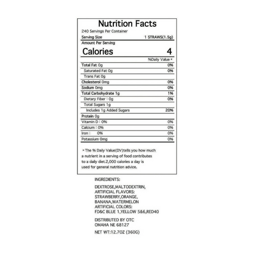 Candy Filled Straws Nutrition and Ingredients 