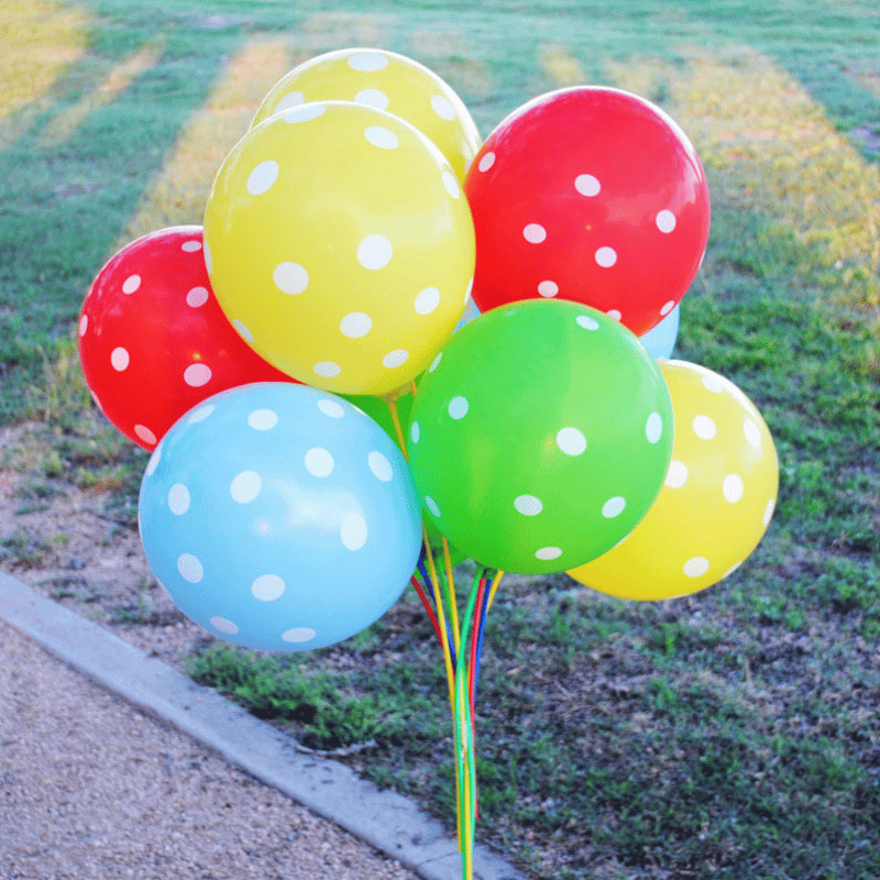 balloons on sticks outside decoration