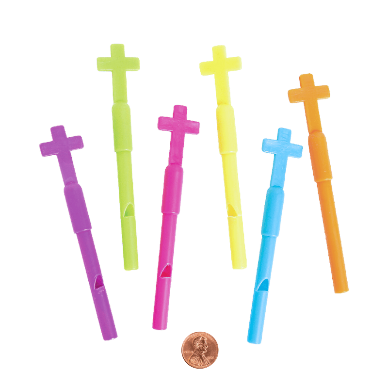 bulk cross christian toy whistles