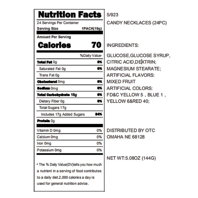 candy bracelet ingredients