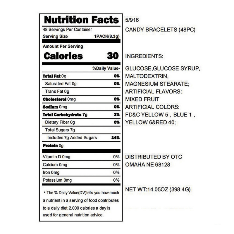 candy braclet ingredients