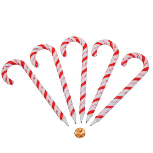 Candy Cane Christmas Pens - Plastic Candy Cane Shaped Pens