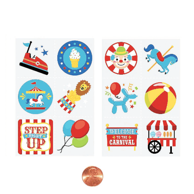 carnival theme washable tattoos