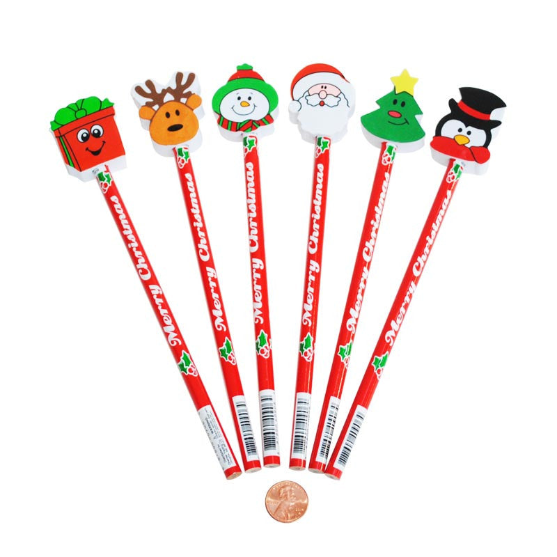 Christmas Pencils with Holiday Erasers