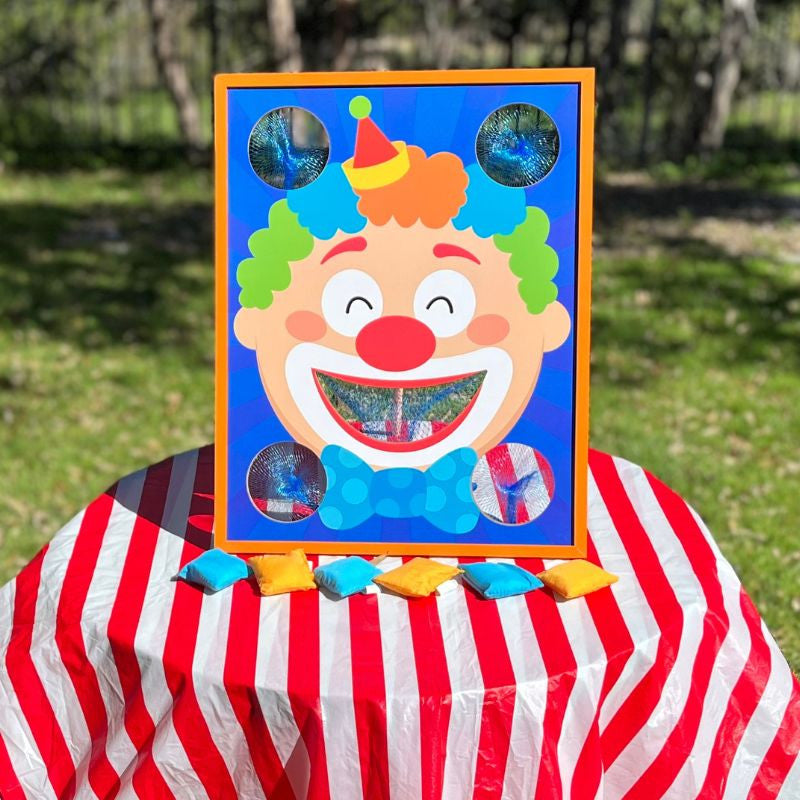 clown bean bag toss carnival game