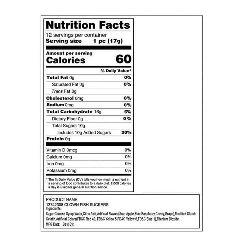 clown fish candy ingredients