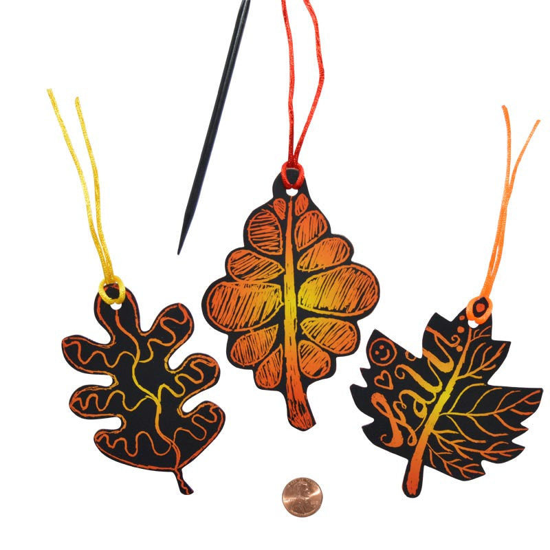 Fall Craft Color Scratch Leaves