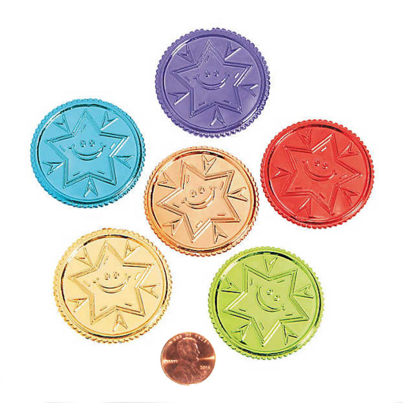 Plastic bright Colored Star Coins