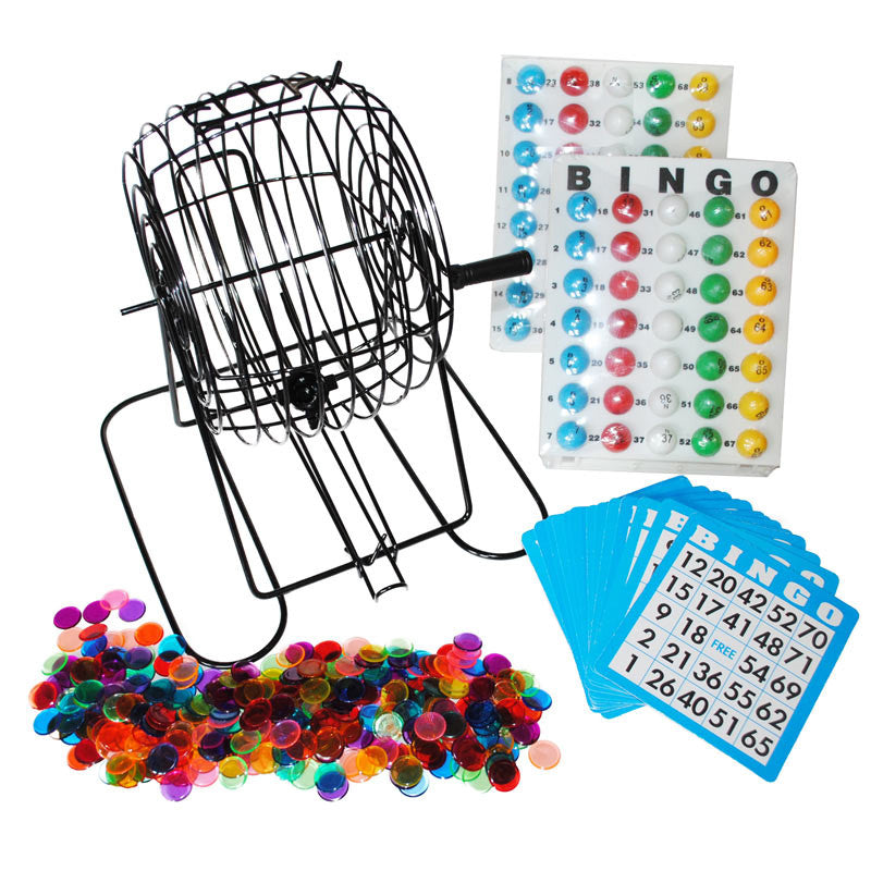 Bingo Game Set with Metal Cage, Plastic Master Board and Game Pieces