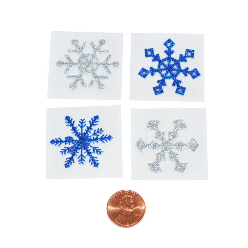 Glitter Blue and Silver Snowflake Removable Tattoos