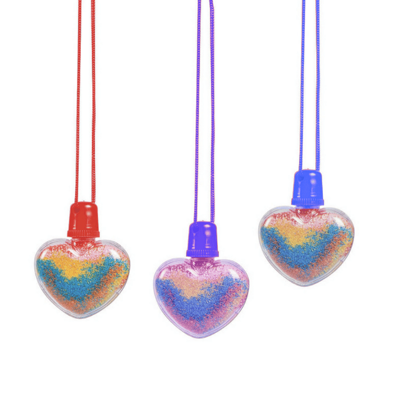 heart sand art necklaces