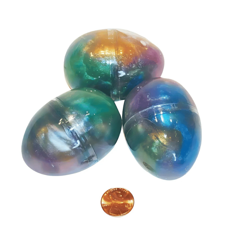 iridescent rainbow glitter putty eggs