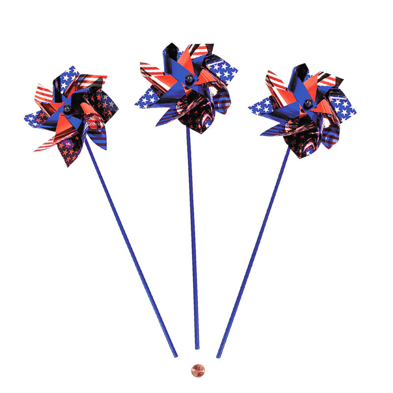 large silver red blue pinwheels