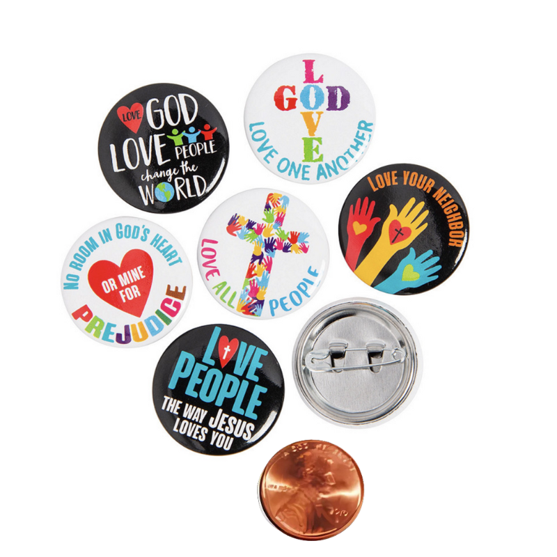 love god love people mini buttons