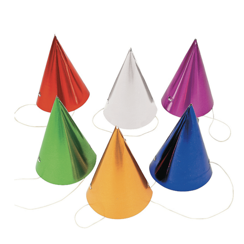 metallic party hats