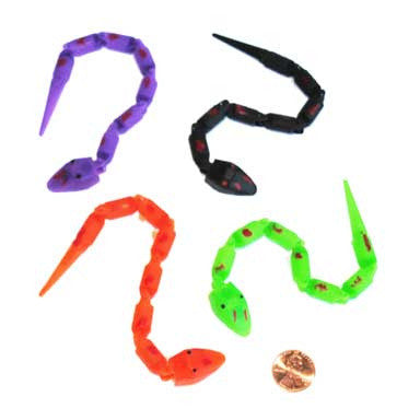 Mini Plastic Snakes in Halloween Colors