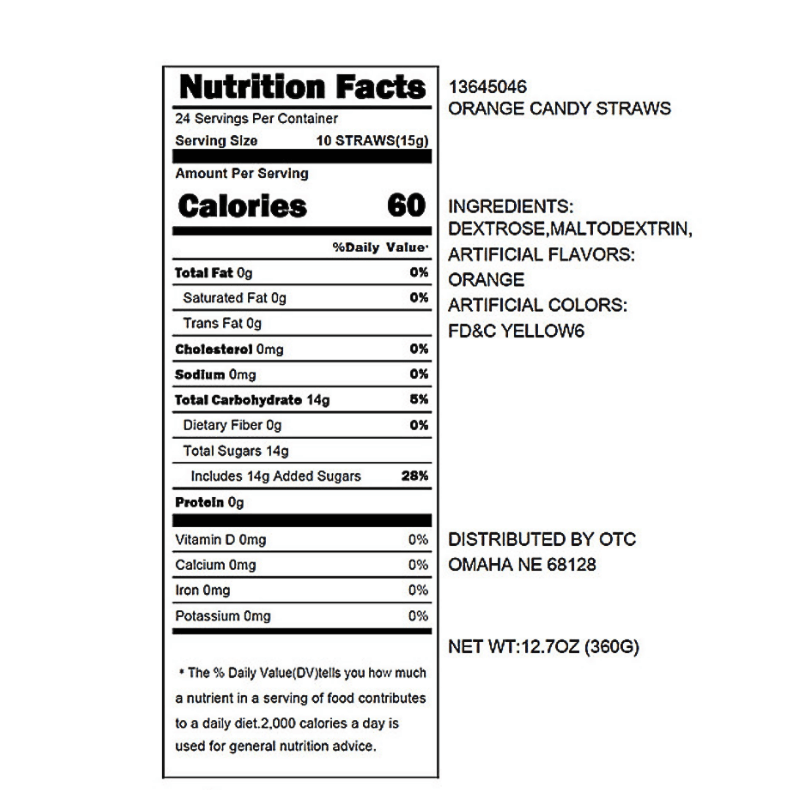 orange candy straws ingredients