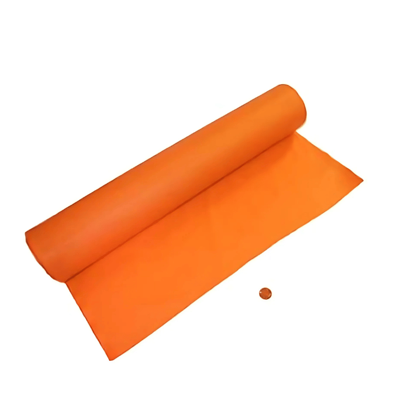 orange plastic tablecloth roll