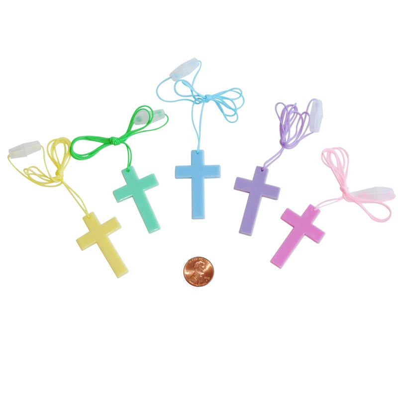 Plastic Pastel Cross Necklaces - Small Toy Wholesale