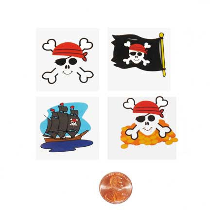 Pirate themed kids temporary tattoos