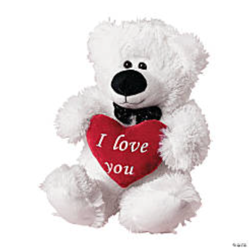 Plush Valentine Bear 15 inch holding red "I Love You" heart