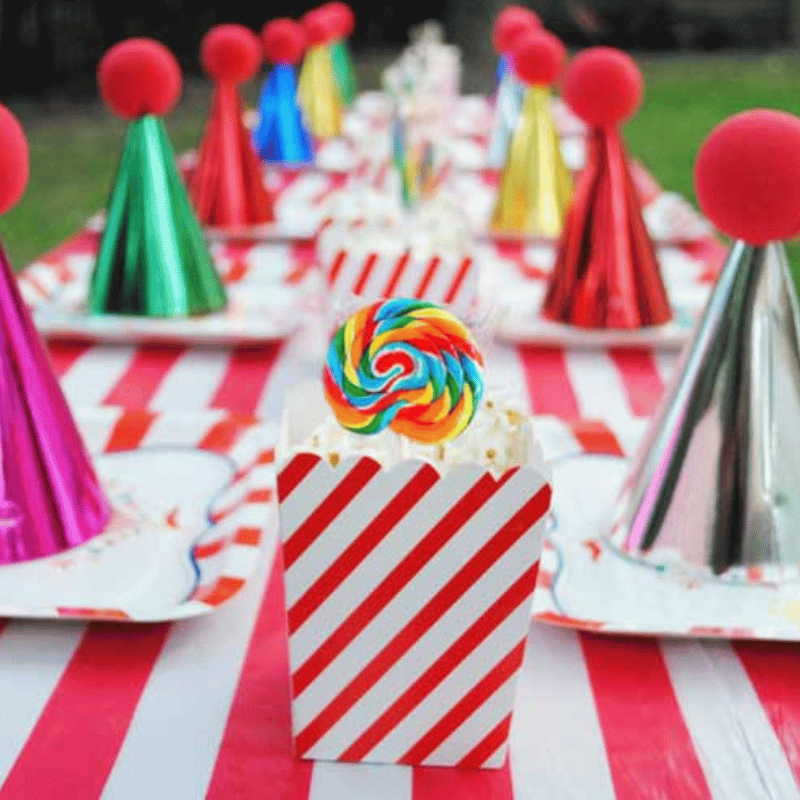 popcorn box on party table