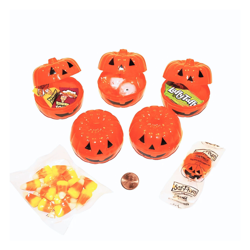 pumkin containers filled with candy