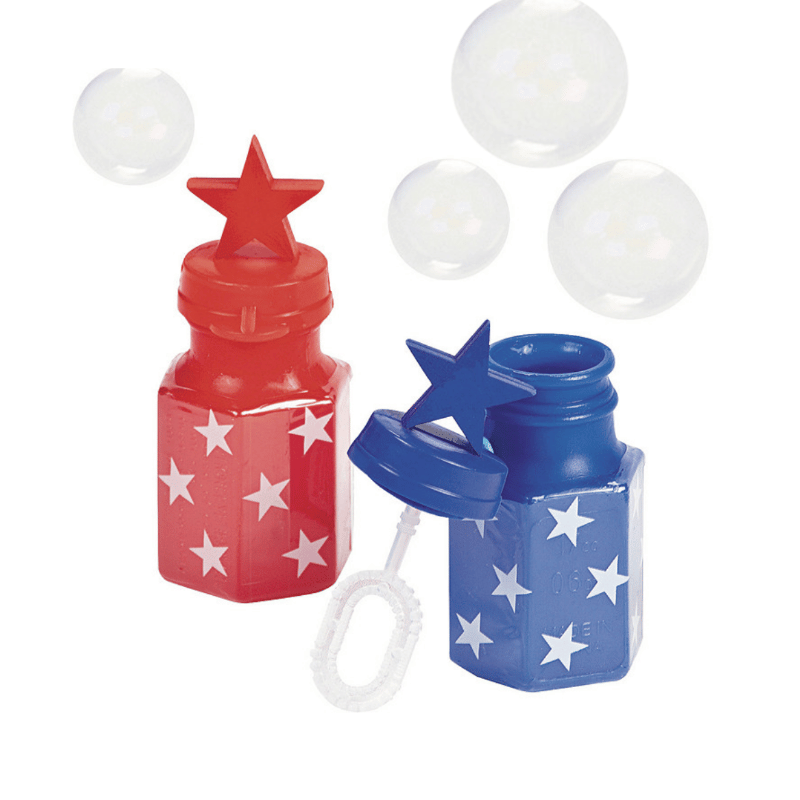 red blue small bubble bottles