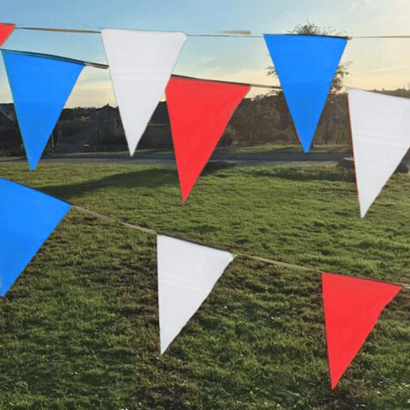 red white blue pennant banner