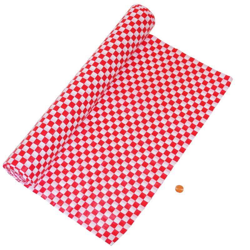 Red & White Check Plastic Table Cloth Roll