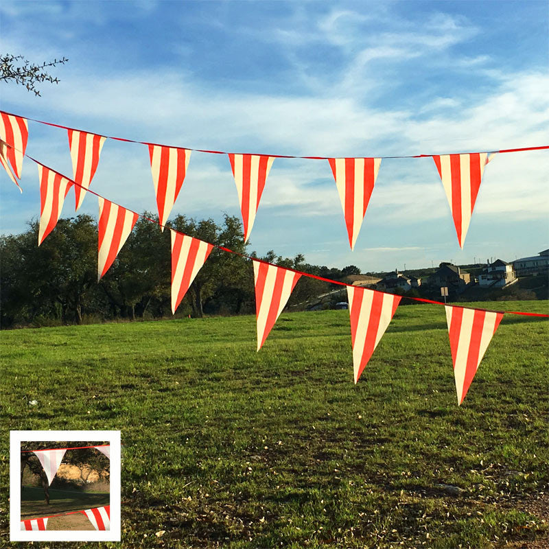 Red White Striped Pennant Banner Carnival Decoration