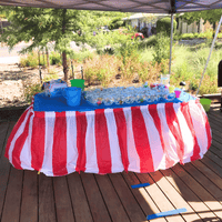 Thumbnail for red white striped table skirt