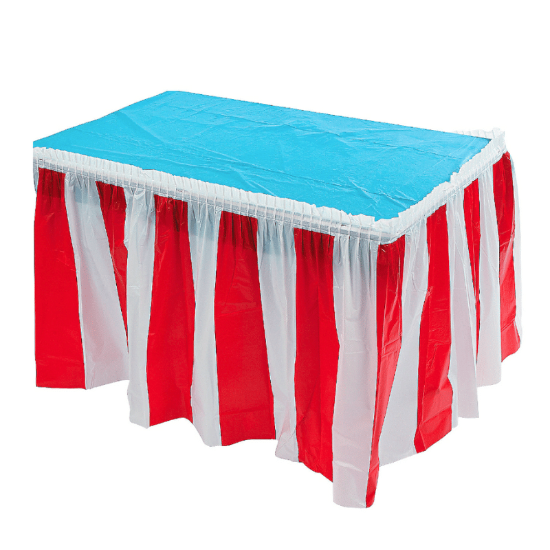 red white tablecloth skirt