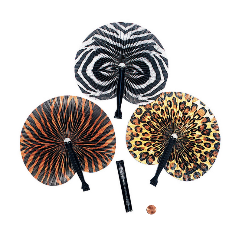 safari print novelty toy fans