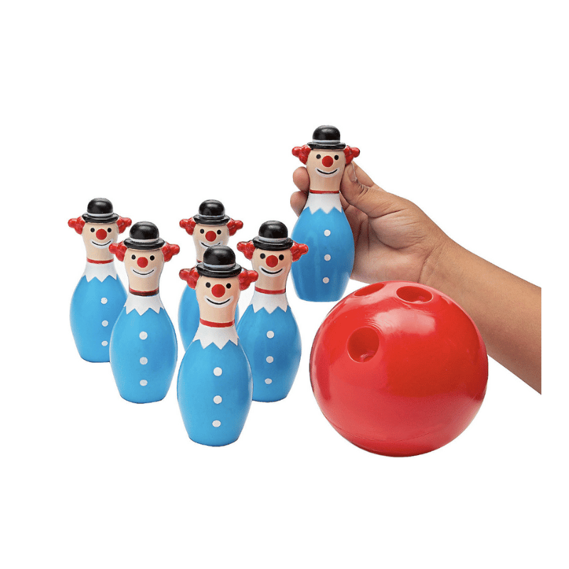 small plastic clown bowling set