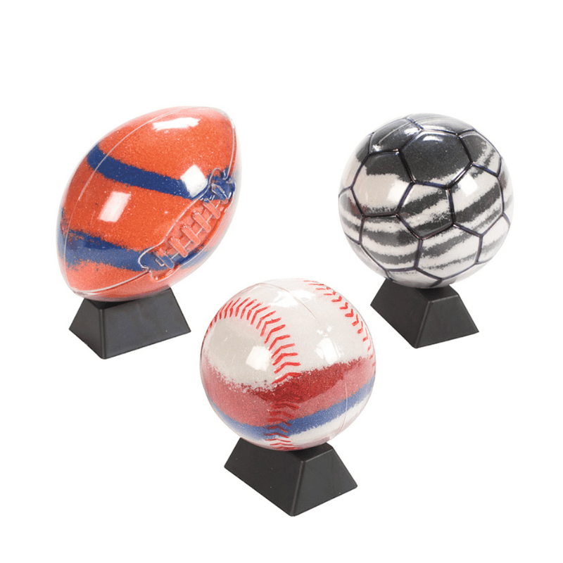 sports ball sand art bottles