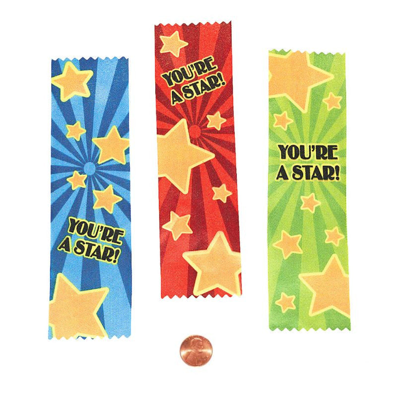 Satin "You're A Star" Award Ribbons for Kids - Bulk Discount